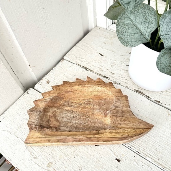 Woodland Hedgehog Mango Wood Tray Trinket Jewelry Organizer Handcrafted in India - Picture 1 of 8